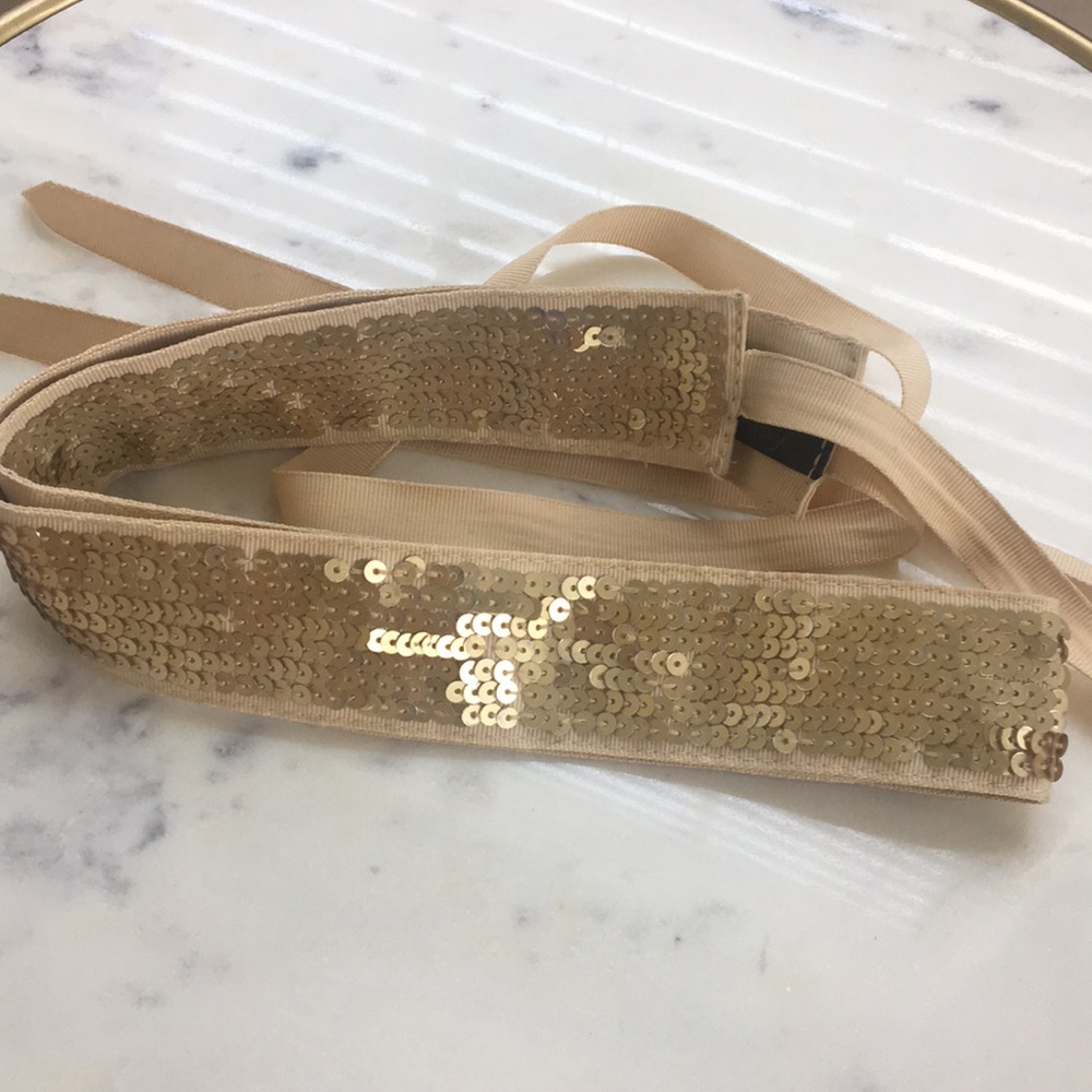 Gold Sequin Ribbon Belt